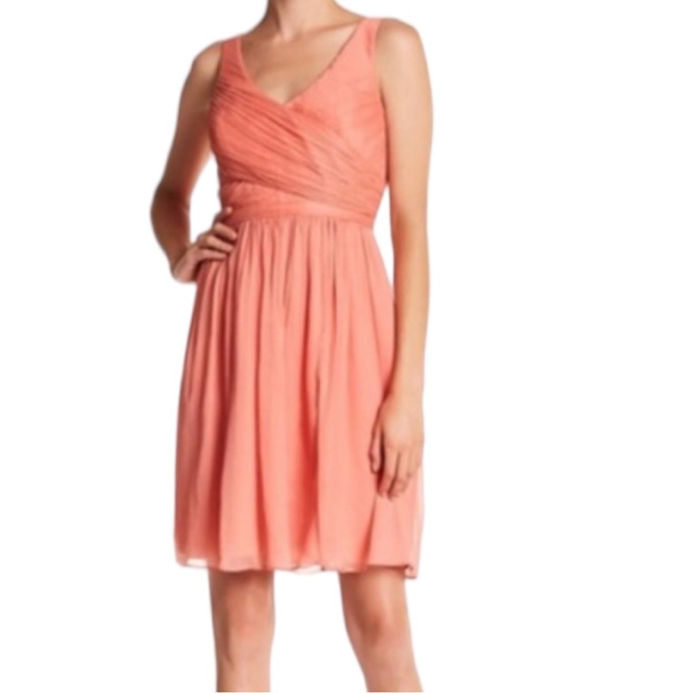 J Crew NWT Misty Coral Heidi Weddings and Special Occasion Silk Chiffon Dress